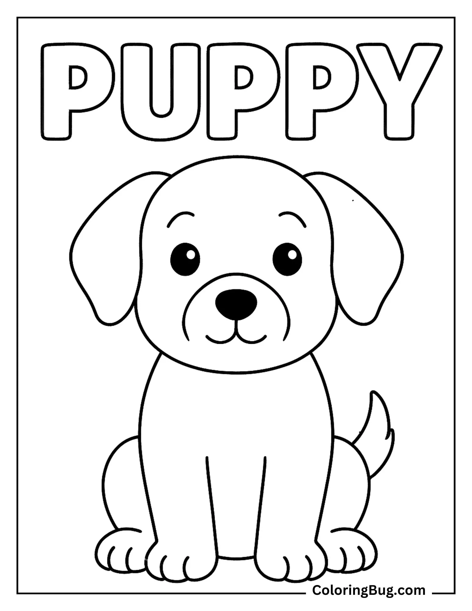 Puppy With Spelling coloring Sheet