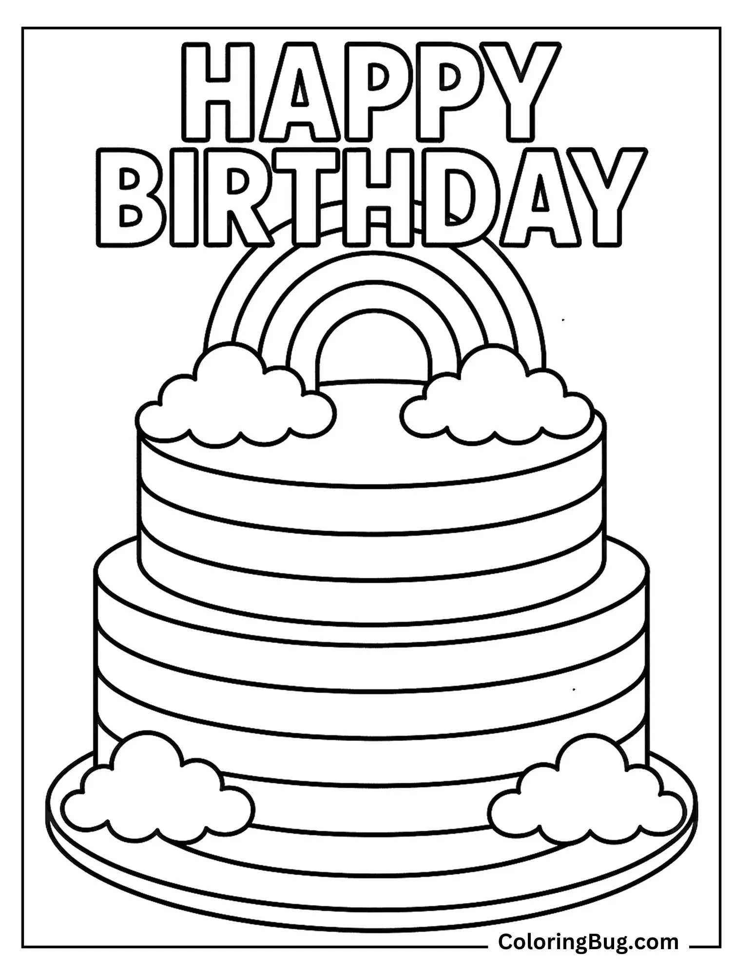 Rainbow Layered Cake Coloring Sheet