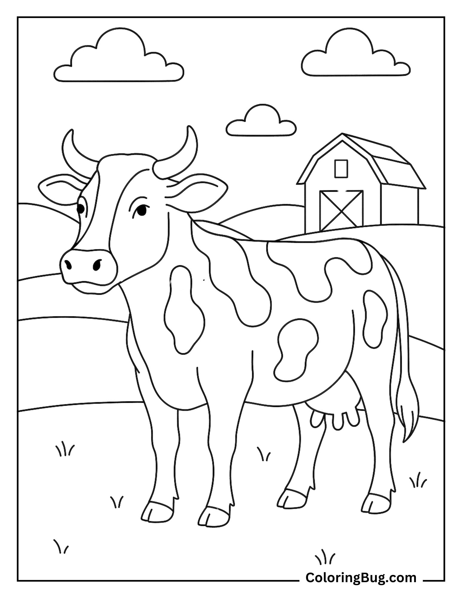 Realistic Cow Coloring Sheet