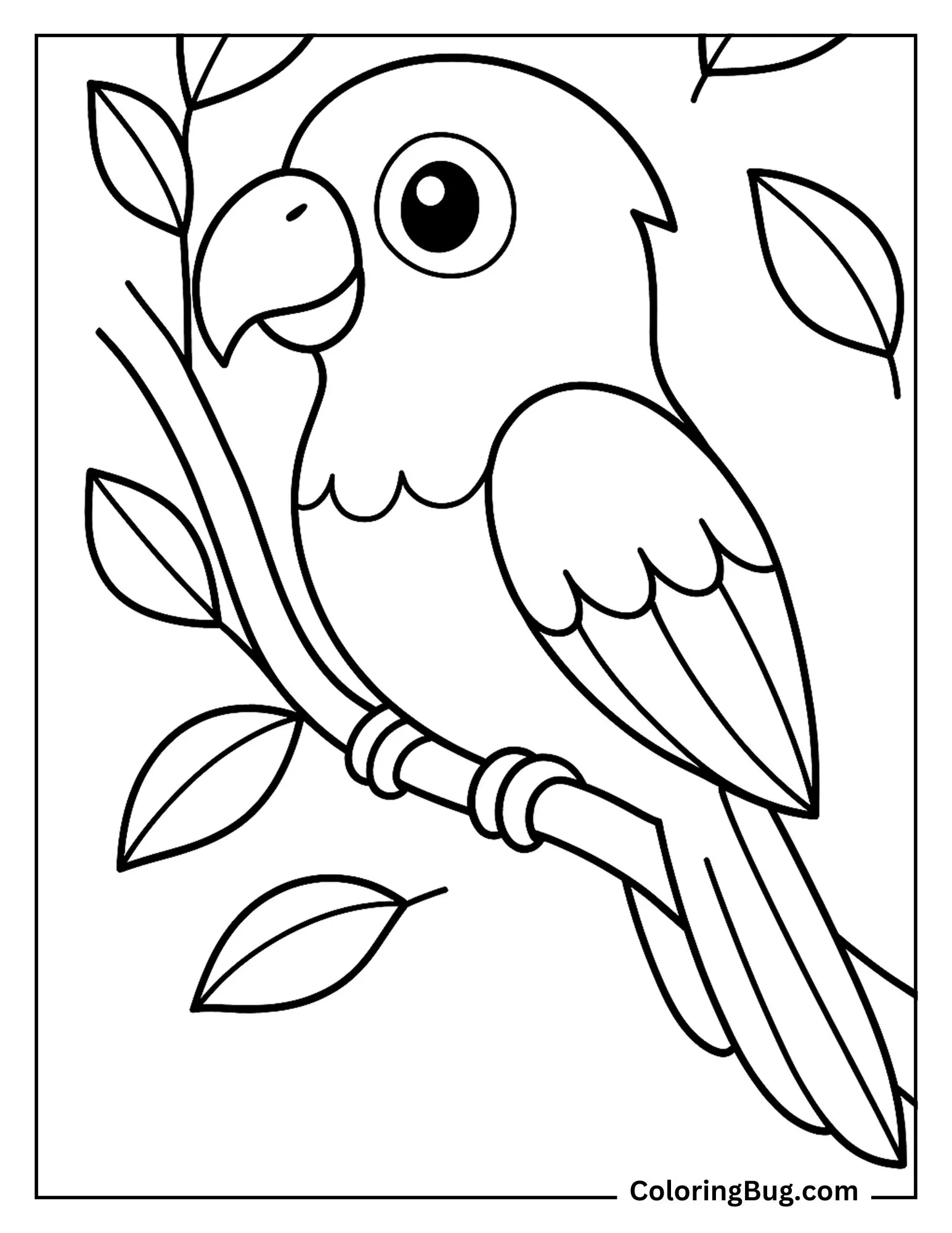 Simple Parrot Coloring Sheet