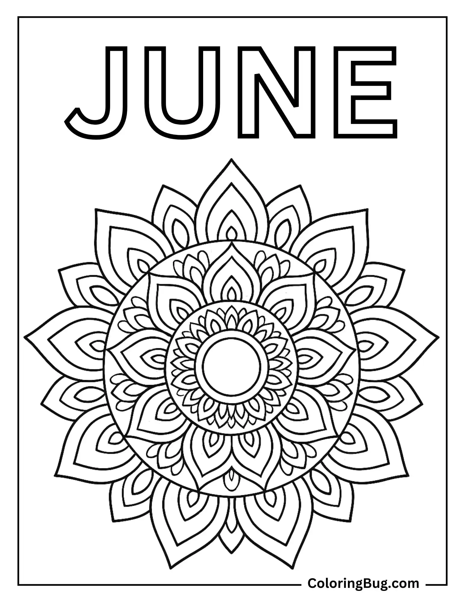 Summer Mandala June Coloring Page