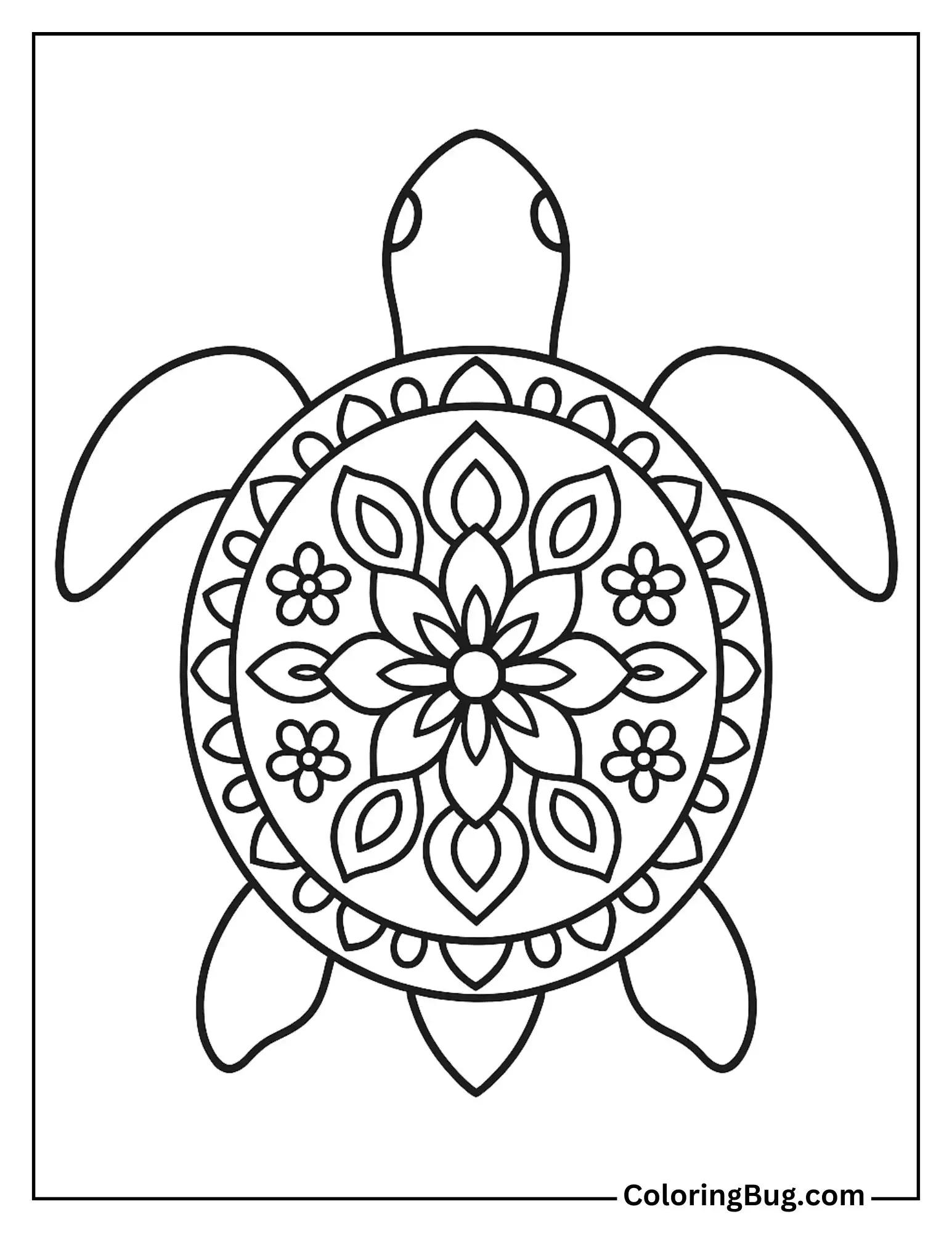Turtle Mandala Coloring Sheet