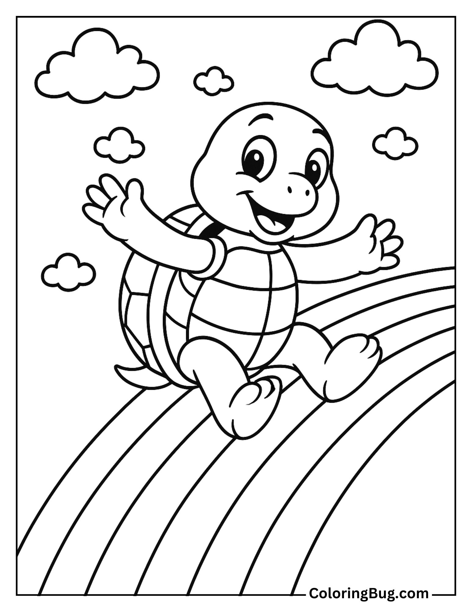 Turtle Sliding on a Rainbow Coloring Sheet