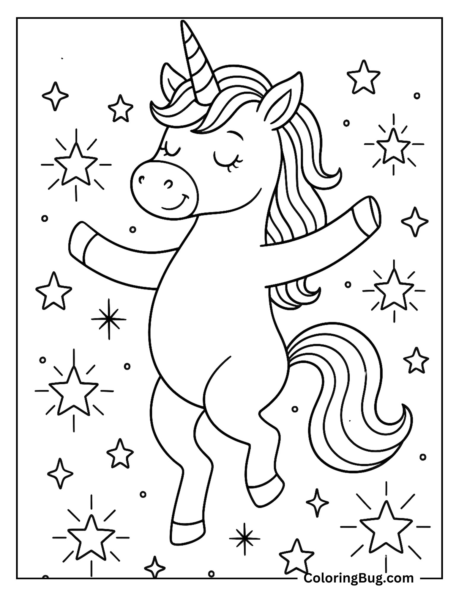 Unicorn Dancing Coloring Sheet
