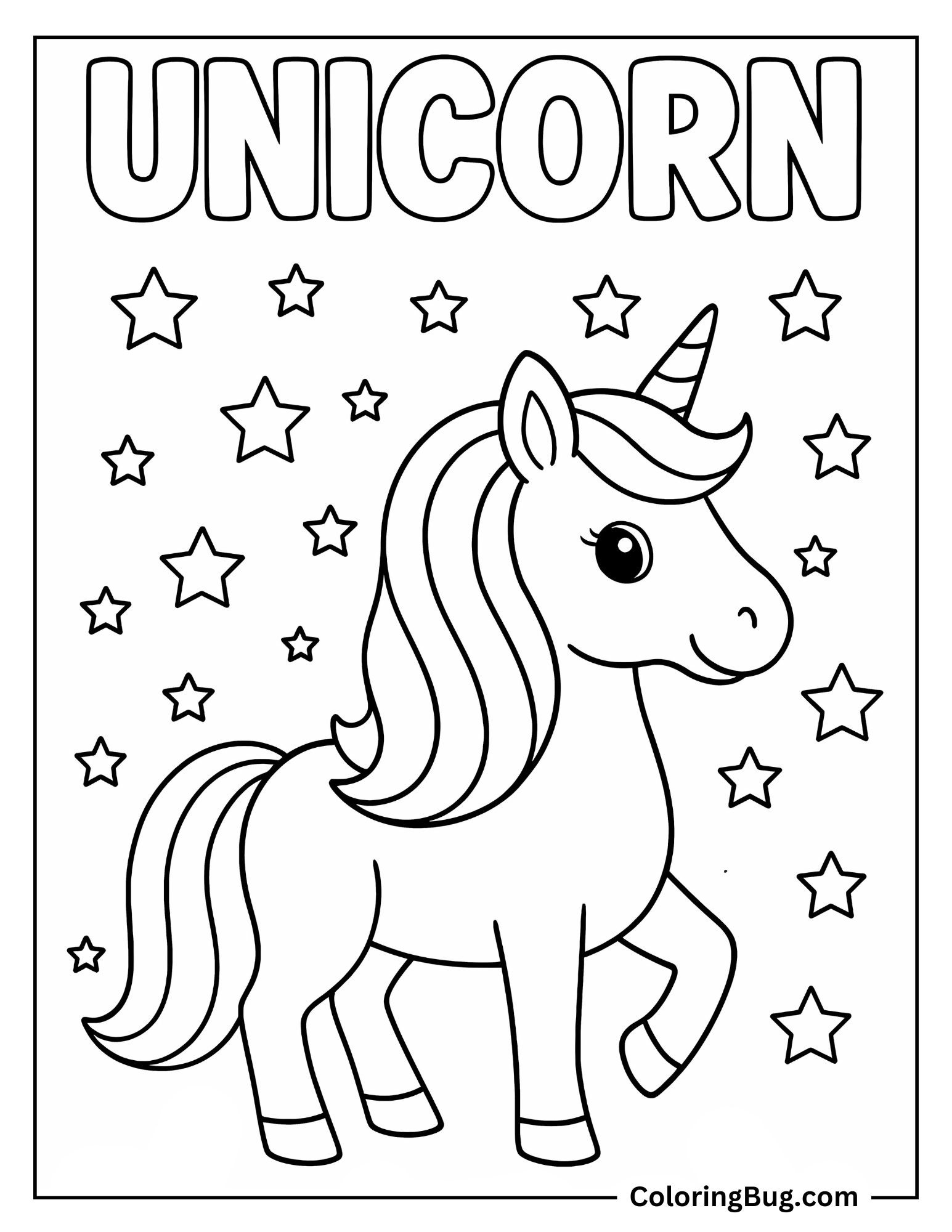 Unicorn Spelling Coloring Sheet