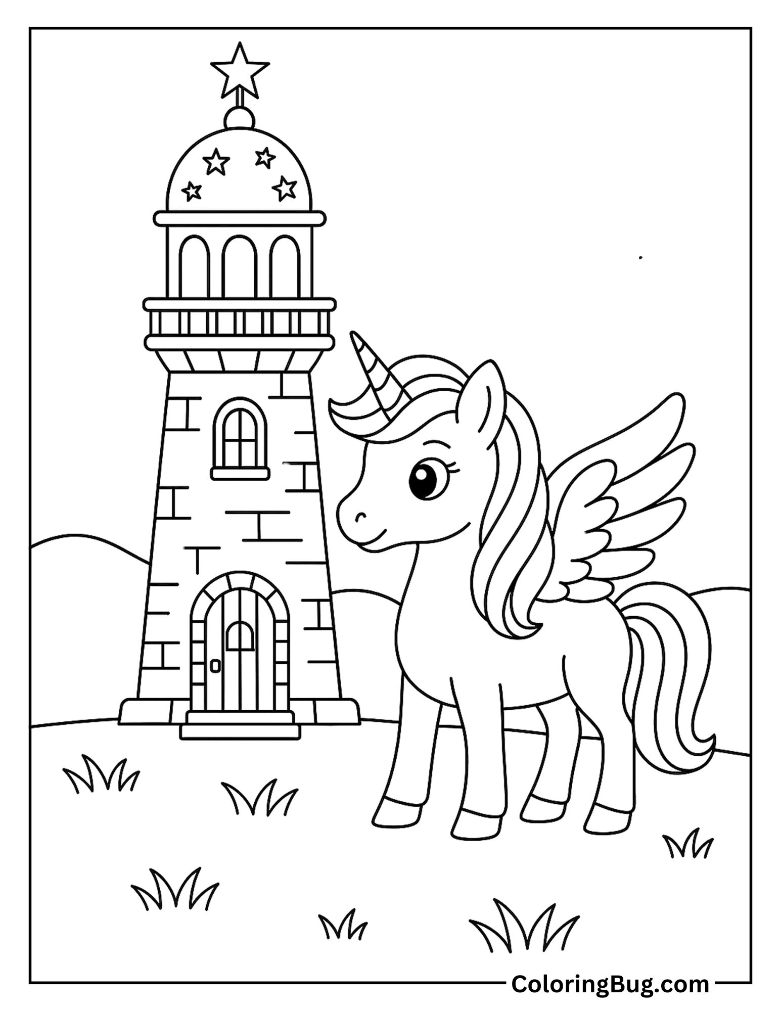 Alicorn Beside a Magical Lighthouse
