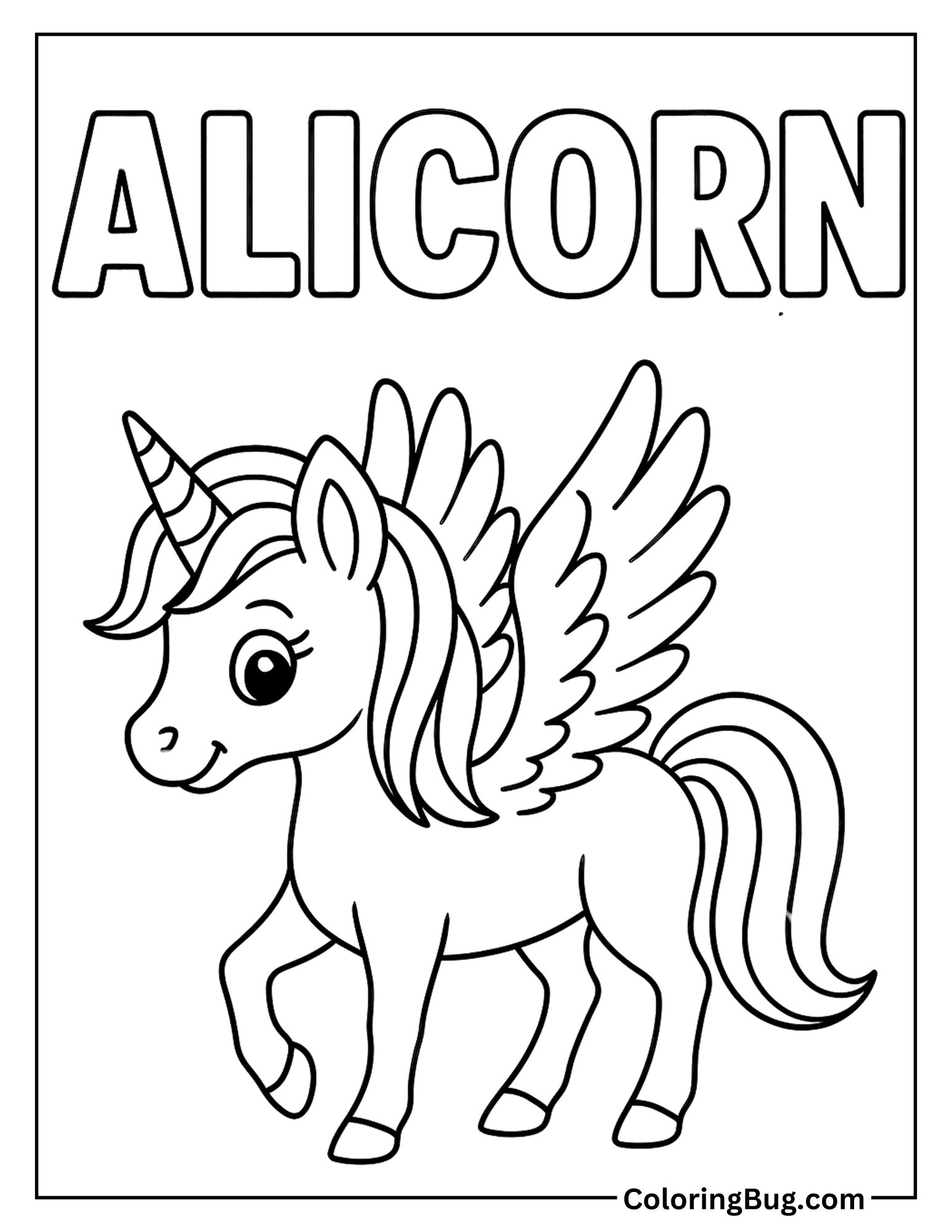 Alicorn Spelling Coloring Sheet