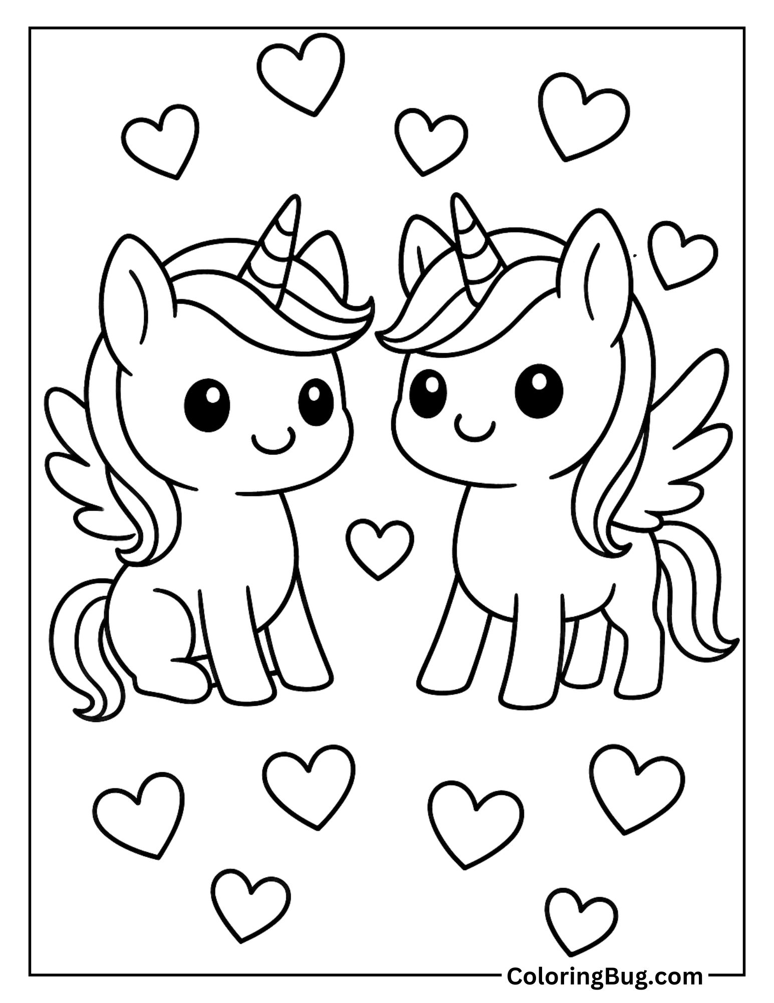 Alicorns in Love Coloring Sheet