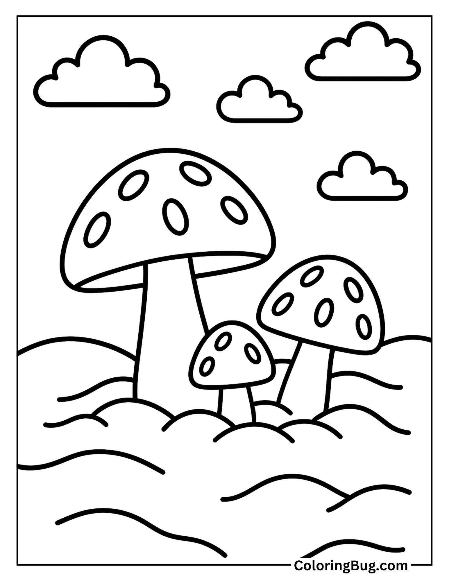 Arctic Mushrooms Peeking Through Snow Coloring Sheet