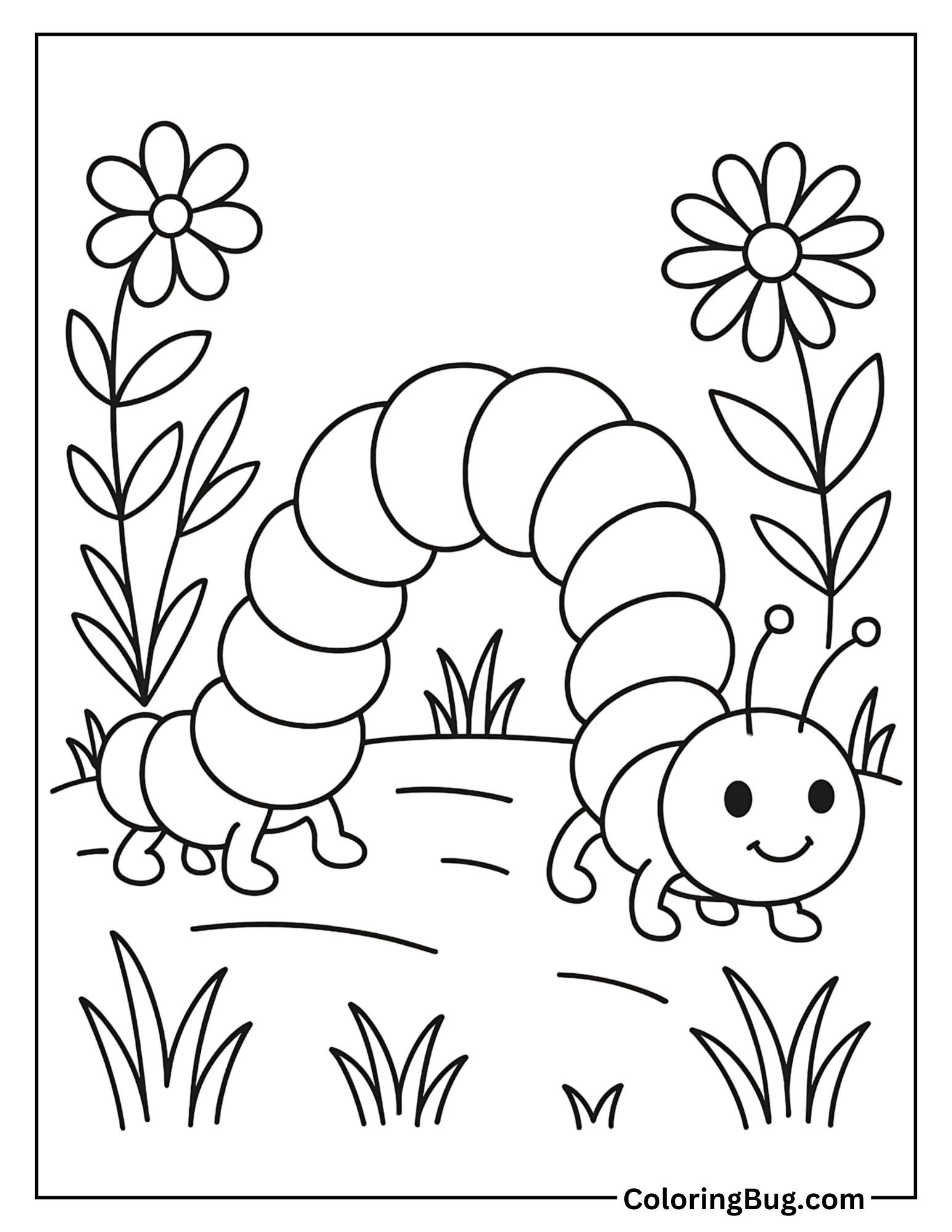 Caterpillar Arching its Back to Move Coloring Sheet