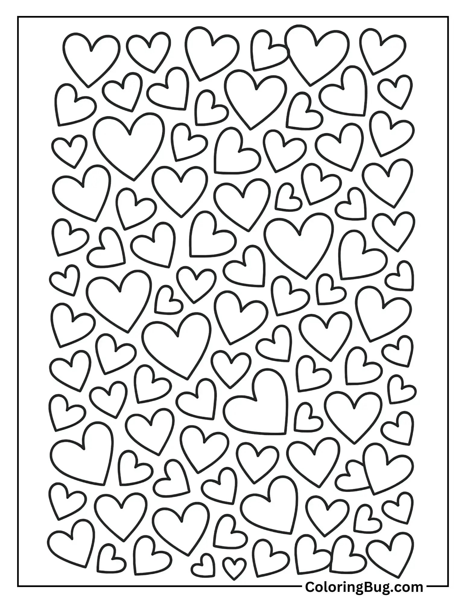 Cluster of Tiny Hearts Coloring Sheet