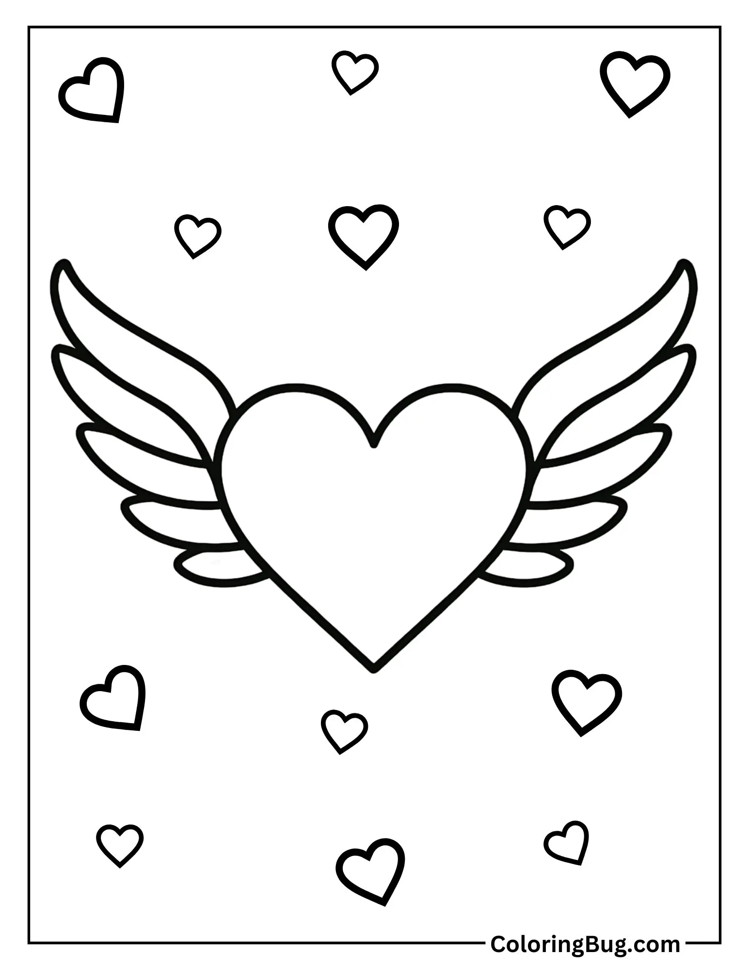 Heart with Wings Coloring Sheet