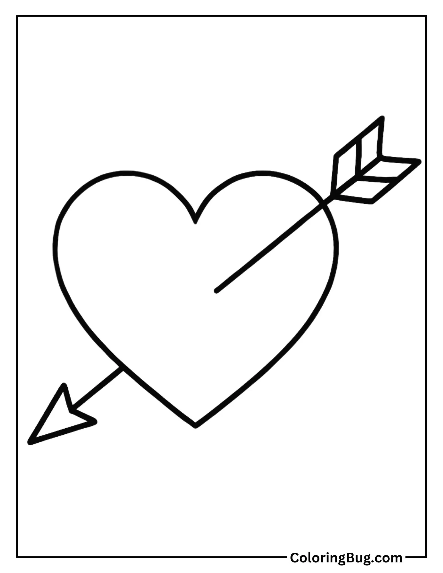 Heart with an Arrow Through it Coloring Sheet