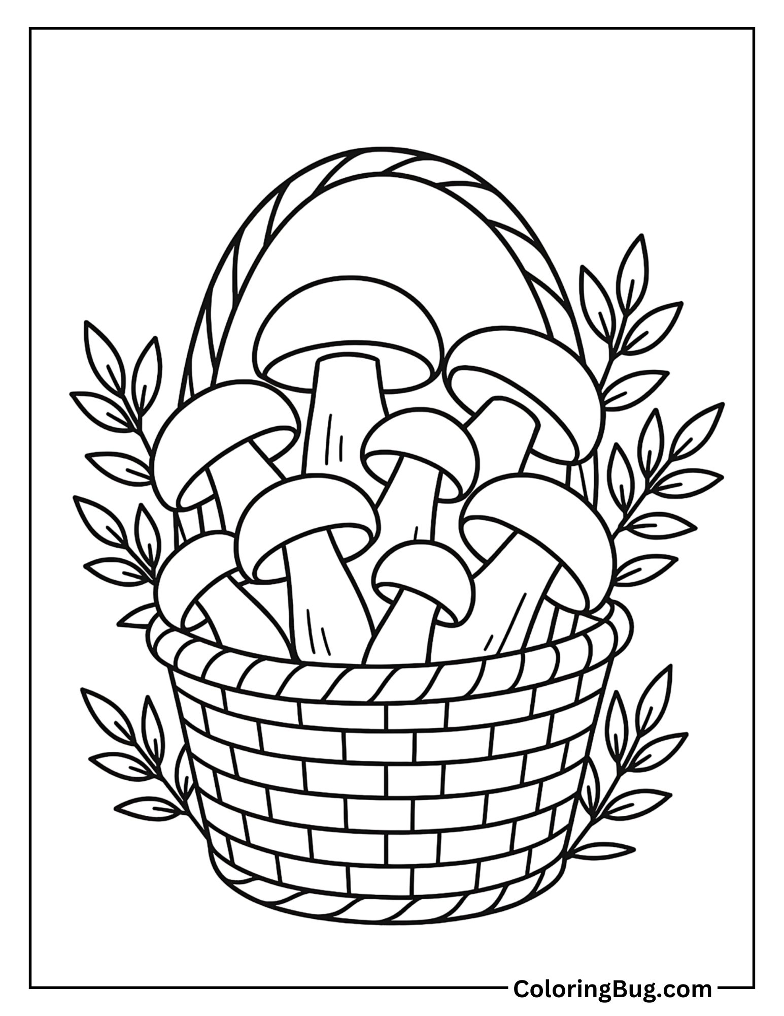 Italian Basket of Porcine Mushrooms Coloring Sheet