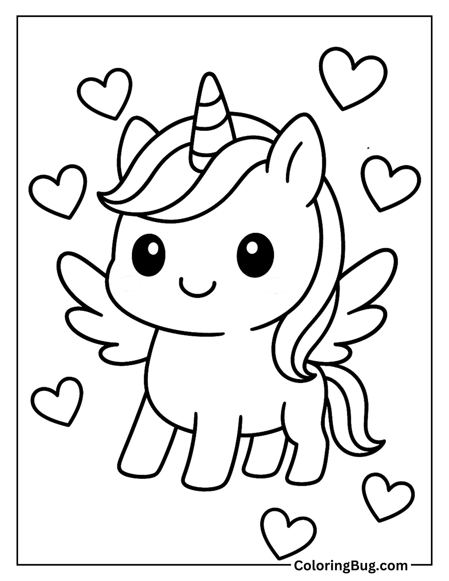 Kawaii Alicorn Coloring Sheet