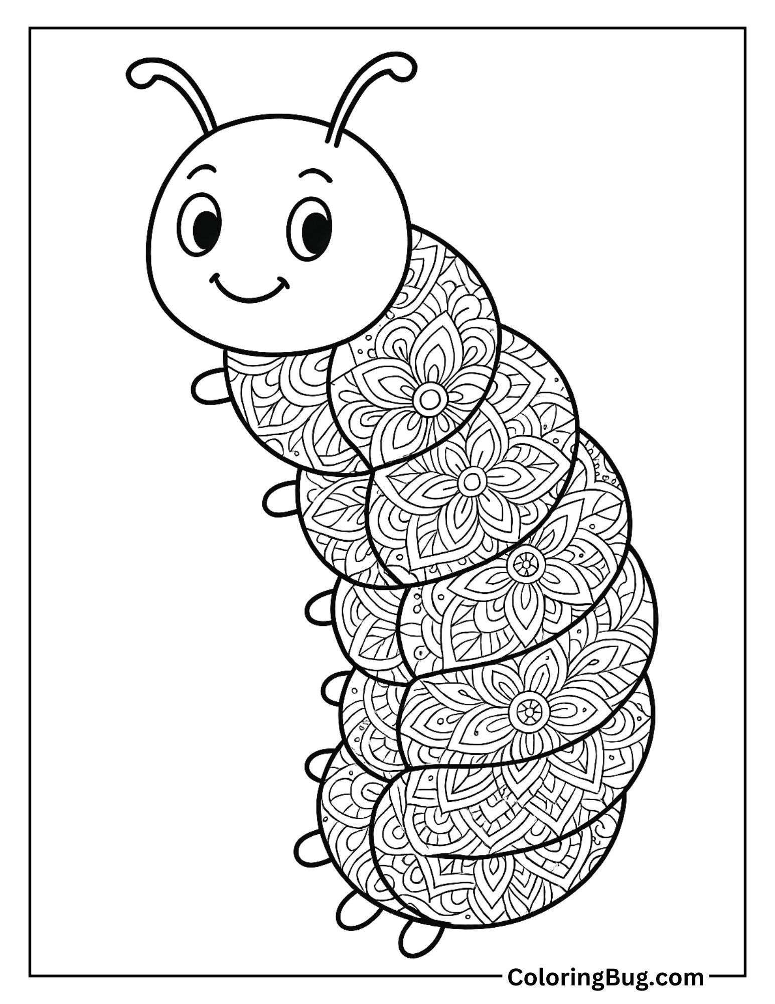 Mandala Caterpillar Coloring Sheet