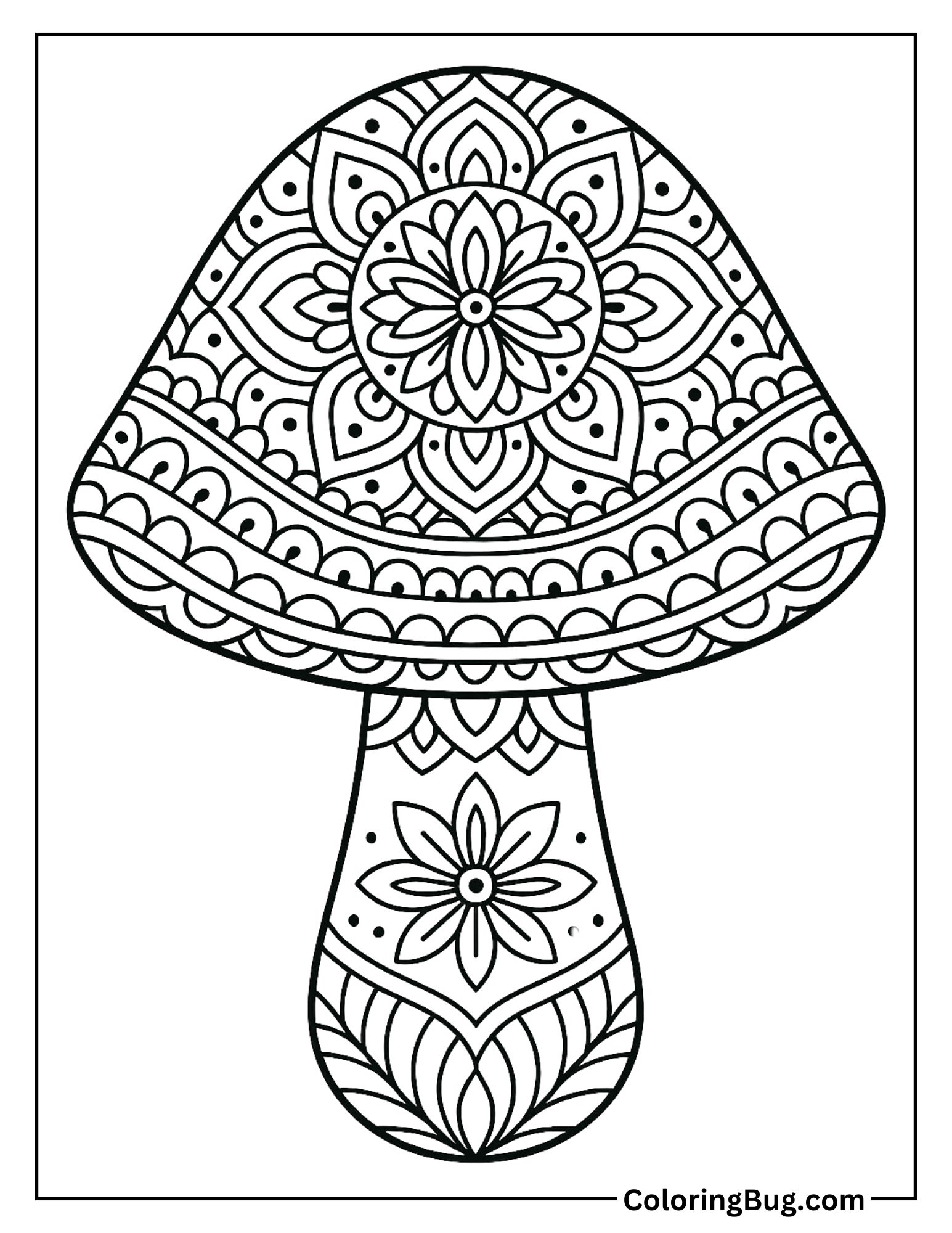Mandala Mushroom Coloring Sheet