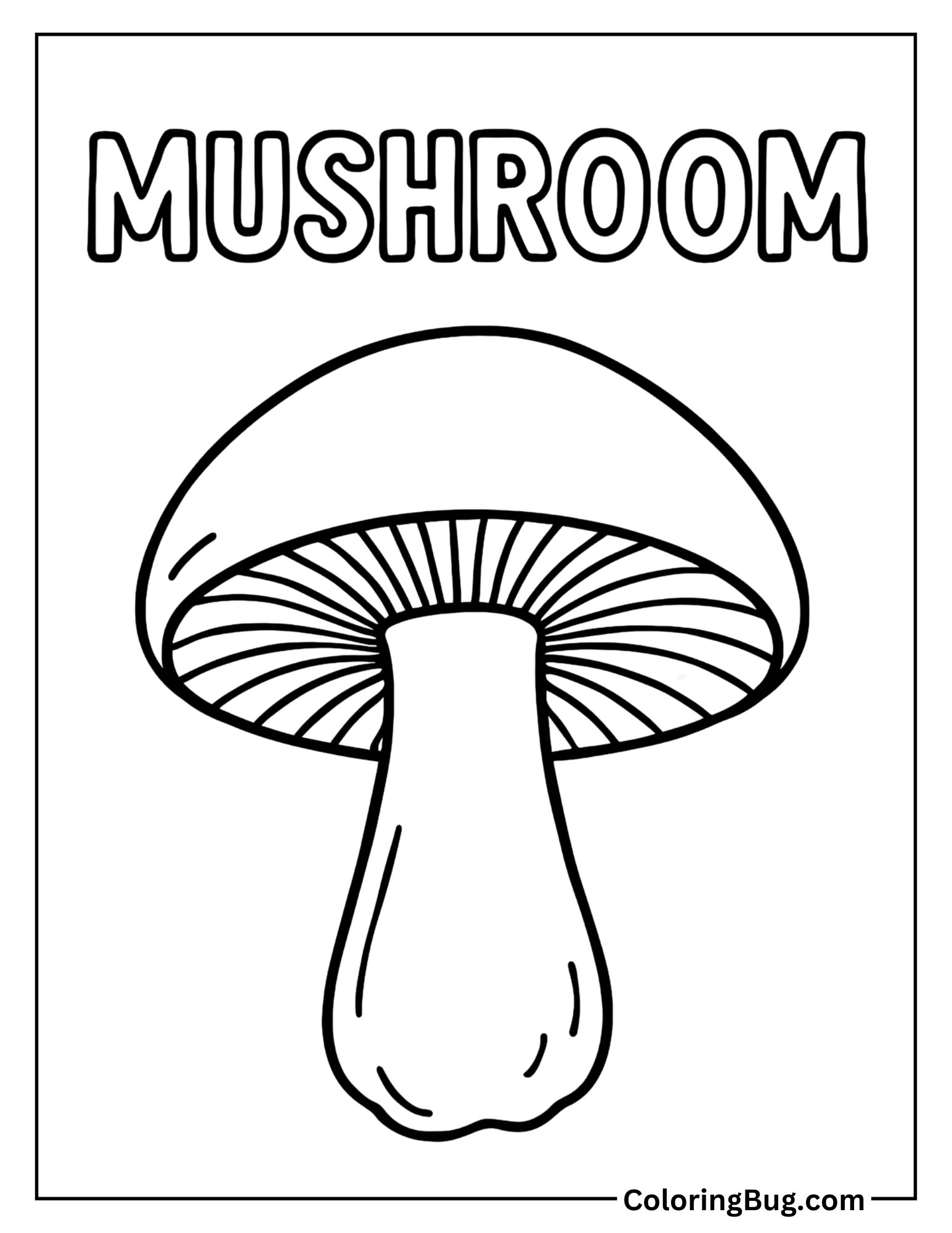 Realistic Mushroom with Text Coloring Sheet